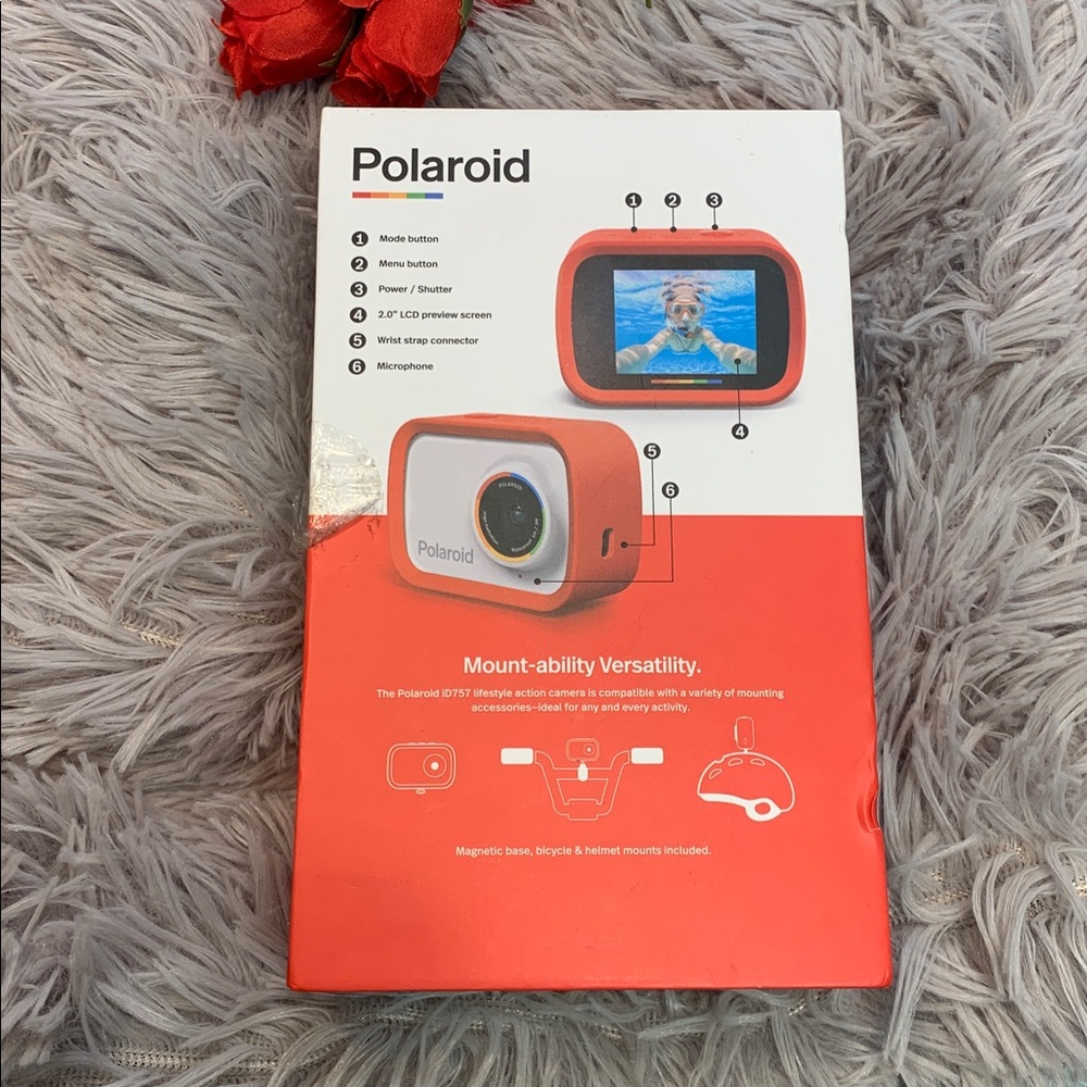 🌹Polaroid Red and White iD757 Digital Action Camera - Open Box
